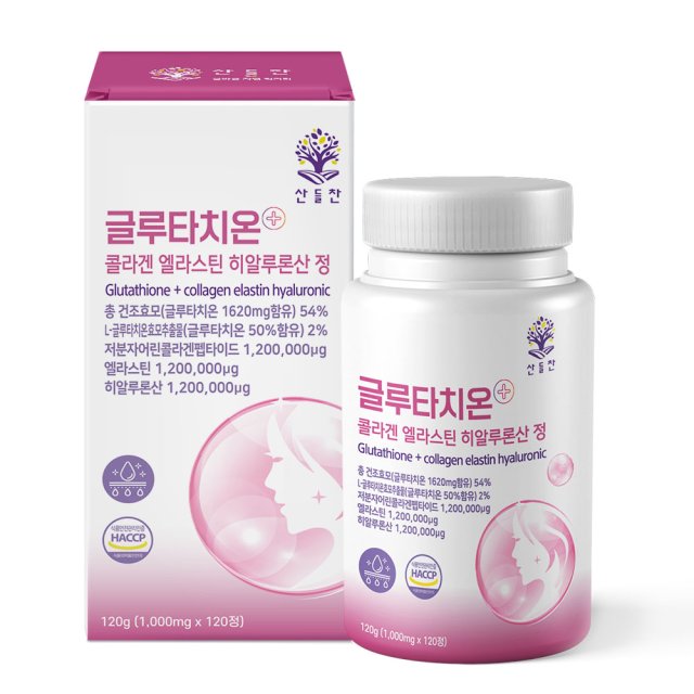 산들찬 글루타치온 플러스 콜라겐 엘라스틴 히알루론산 정 1000mg x 120정